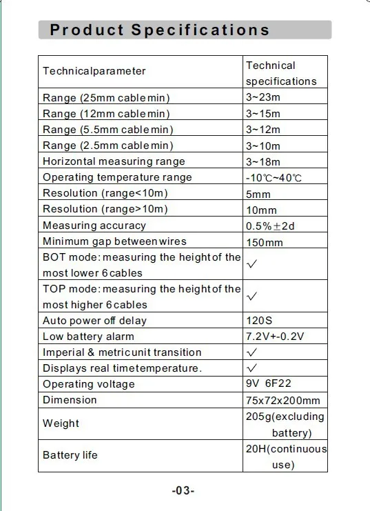 Smart Sensor AR600E Digital Ultrasonic Cable Height Meter | 3–23m Range, 3–15m Plane, High Precision Measurement Tester detail image 2