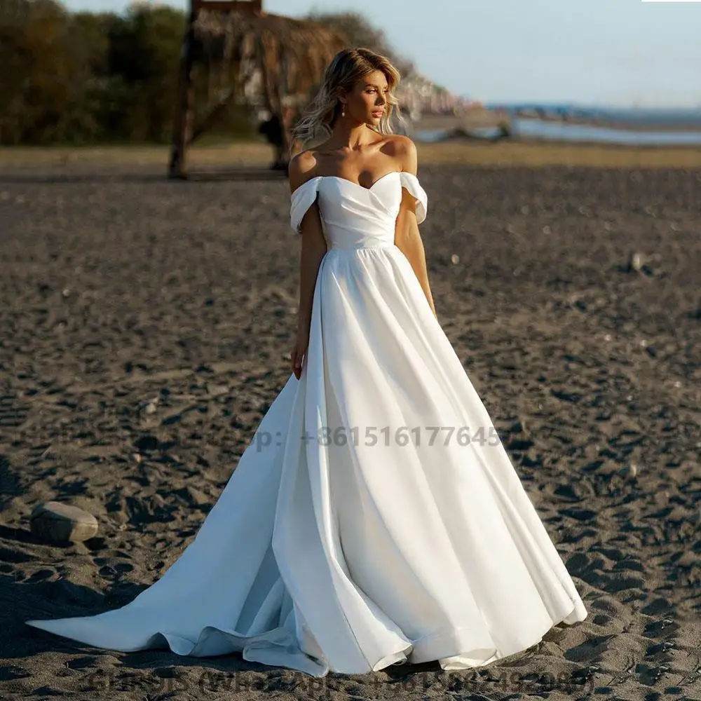 

Beach Wedding Dress For Women 2023 Sexy Off The Shoulder Simple A Line Princess Bridal Gown Modern Robe De Mariee Customize
