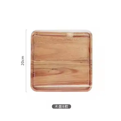 Rectangle Wooden Tea Tray Serving Table Plate Snacks Food Storage Dish for Hotel Home - Image 6