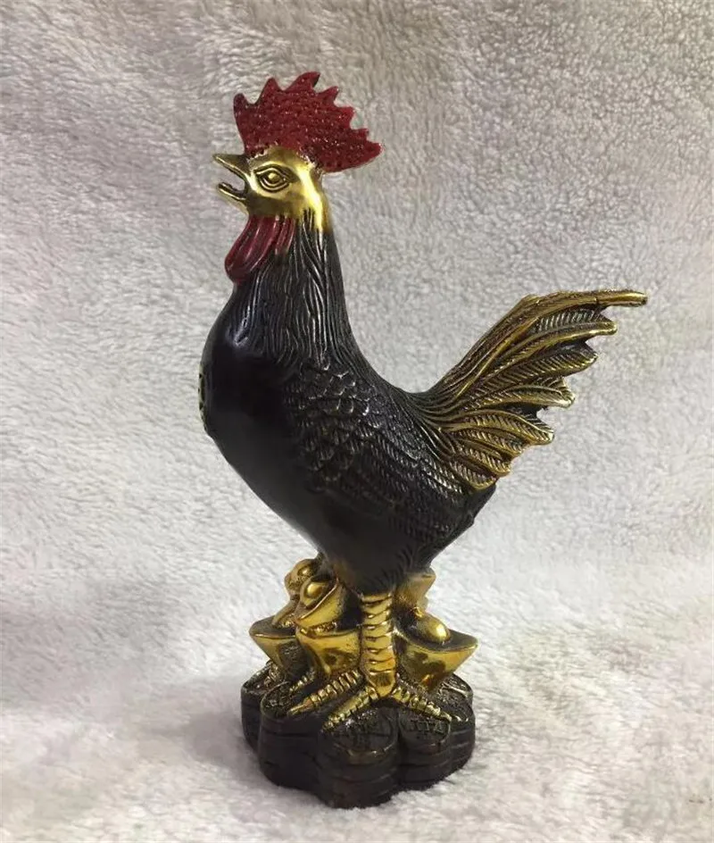 

Cute Brass Lucky recruit wealth cock Figurines Desk Ornament Home Feng Shui Decoration Crafts Statue