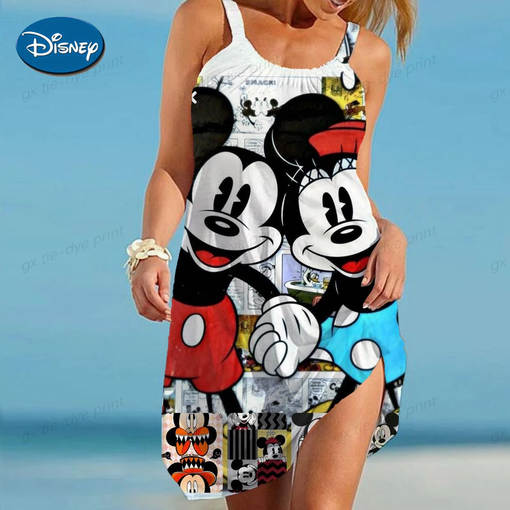 

Summer Disney Women's Beach Dress Sexy Cartoon Minnie Swimsuit Women's Beach Blouse Wrap Towel Backless Sling Mini Beach Skirt