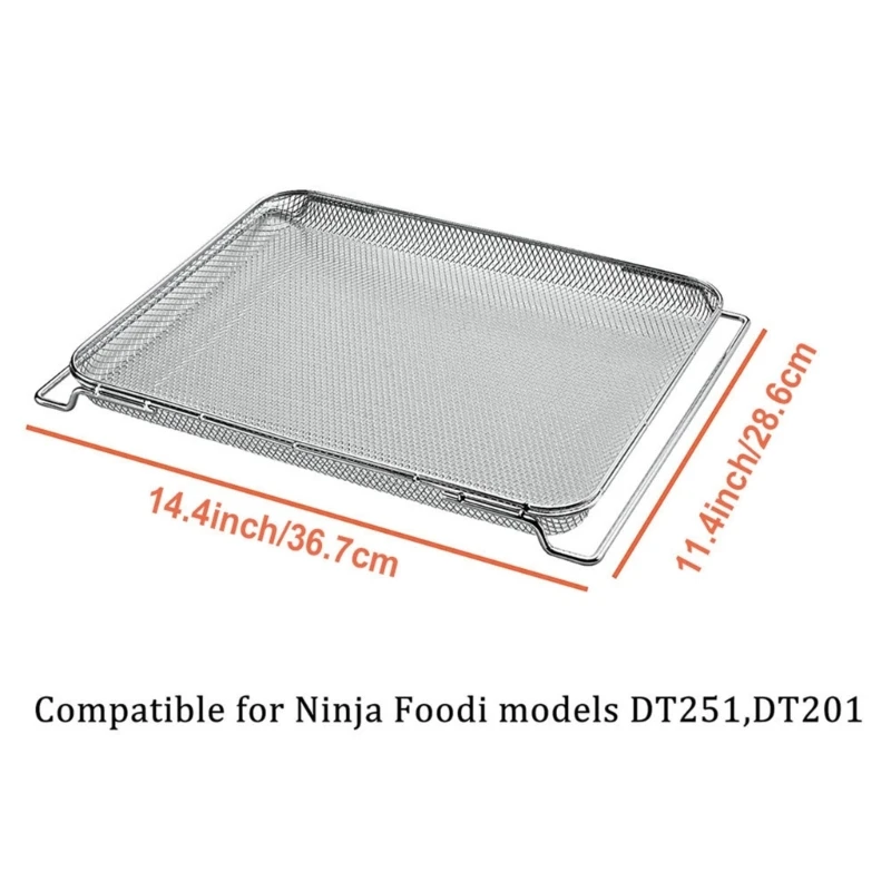 Stainless Steel Grill Basket Non-stick Mesh Baking Net Air Fryer Tray Wire Rack Oven Replacement Accessories Rustproof oven grill basket
