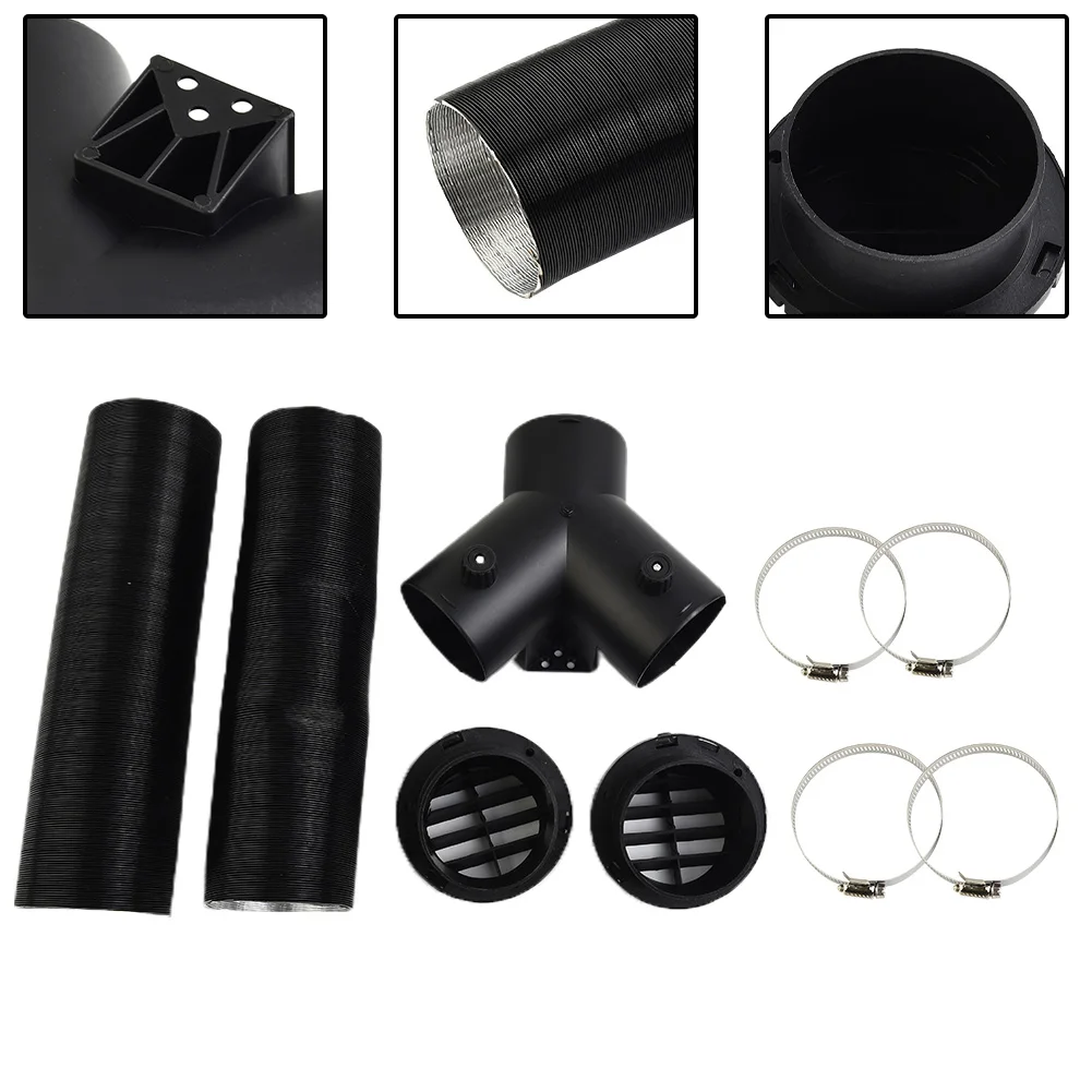 

Black Aluminum Foil 75mm Pipe Ducting Y Piece + Warm Air Outlet Vent + Hose Clip For Diesel Heater Accessories For Vehicles