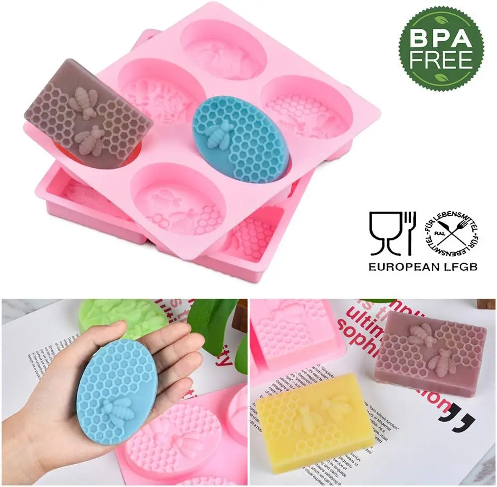 Silicone Soap Molds 6 Cavities Rectangle for Homemade Craft Mold Cake Mold Chocolate Mold ＆ Ice Mold