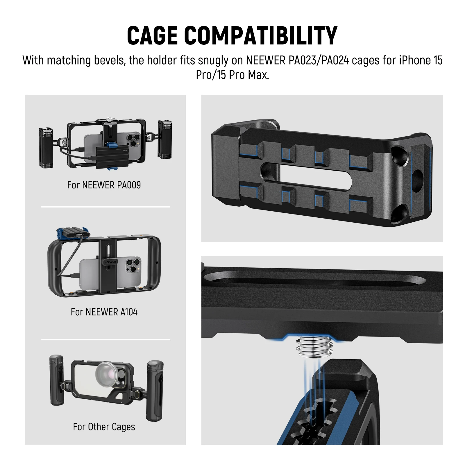 T5 T7 T9 SSD Holder Mount Bracket for iPhone 15 Pro Max Phone Cage PA023, 2.2"-3