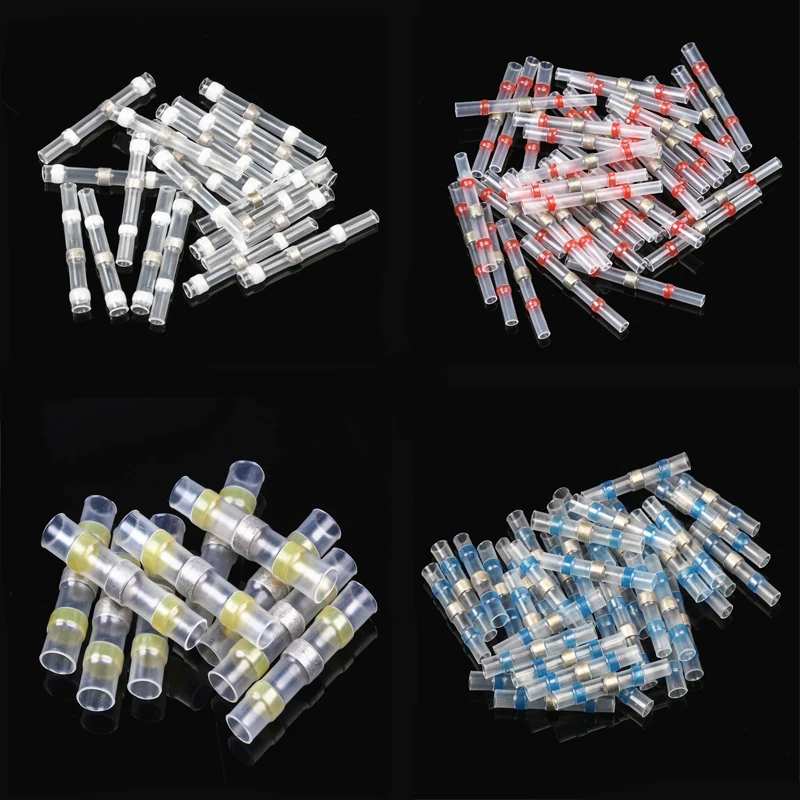

50/10 PCS Solder Seal Wire Connectors Heat Shrink Soldering Butt Connectors Solder Terminals Kit Automotive Marine Insulated
