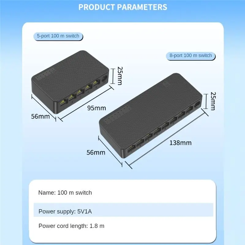 AU40 네트워크 스위치 미니 이더넷 스위치 100Mbps 고성능 스마트 스위처 RJ45 허브 인터넷 인젝터, EU 플러그