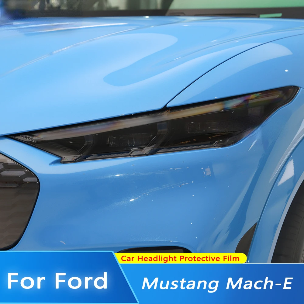 

For Ford Mustang Mach-E 2021-2022 Front Light Headlamp Transparent Smoked Black TPU Sticker Car Headlight Protective Film Repair