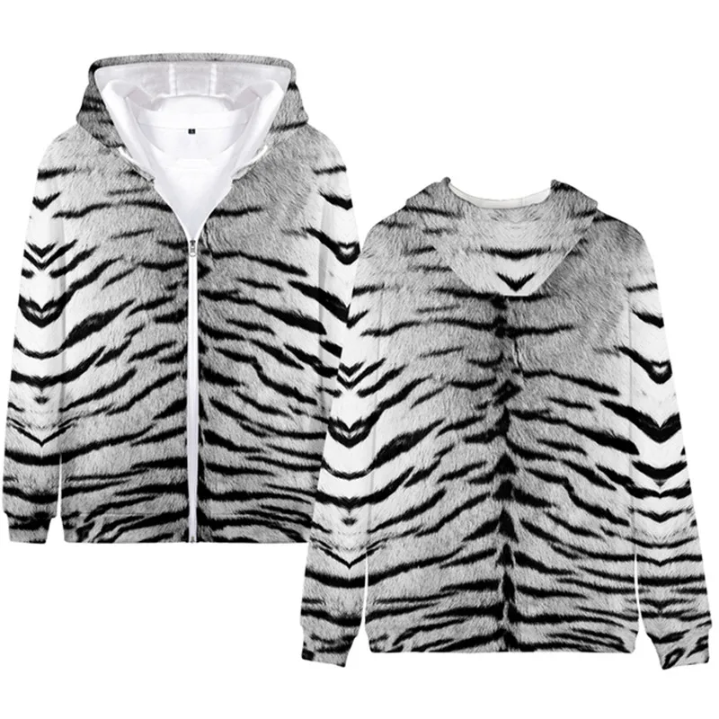 Fashion Spring Autumn Animal Hoodies Tiger Skin 3D All Over Printed Men's Sweatshirts Unisex Casual Jacket Streetwear Coat