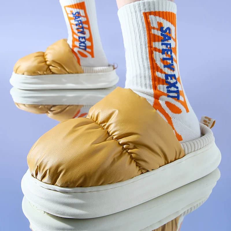 YISHEN Slippers Women Couple Shoes Down Cloth Cotton Shoe Warm Plush Slippers Indoor Winter Waterproof Platform Zapatillas Mujer