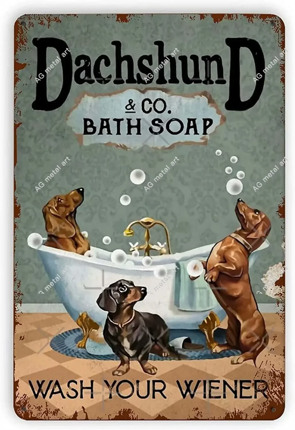 

Decor Vintage Metal Tin Sign Dachshund Bath Soap Poster Sign for Home Kitchen Cafe Farmhouse Wall Decor posters