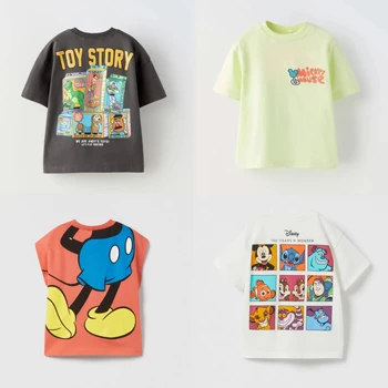 2025 Trendy Summer Clothes Boys Child Short Sleeve TShirt Mickey Mouse Round Neck Tees New Kids Printed T Fashion Casual Wear 1