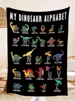 1pc Dinosaur & Letter Graphic Blanket, Modern Fabric Blanket For Living Room And Bedroom 1