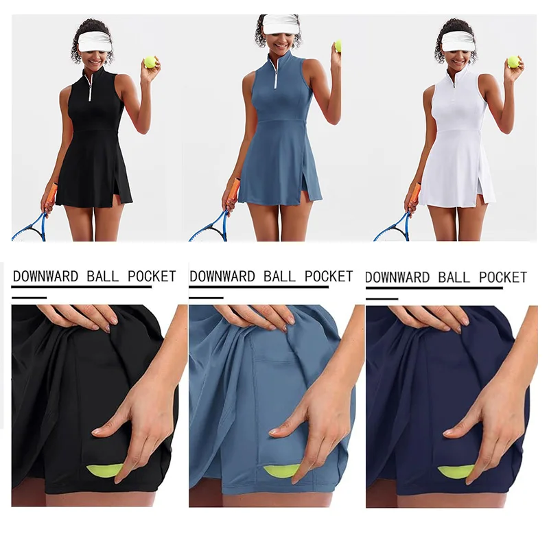 Tennis Women's Dresses with Shorts and Pocket Golf Wear Sport Badminton Clothing Active Wear Tracksuit Summer Sportswear