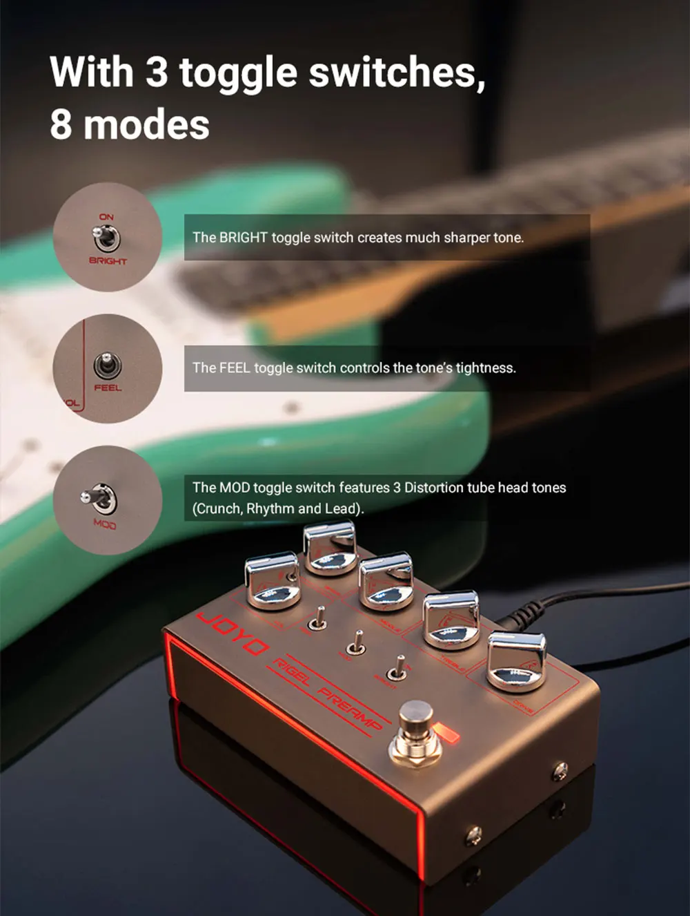 R-24 RIGLE PREAMP High Gain Overdrive Effect Pedal Real Amp Head Tone Multifunct