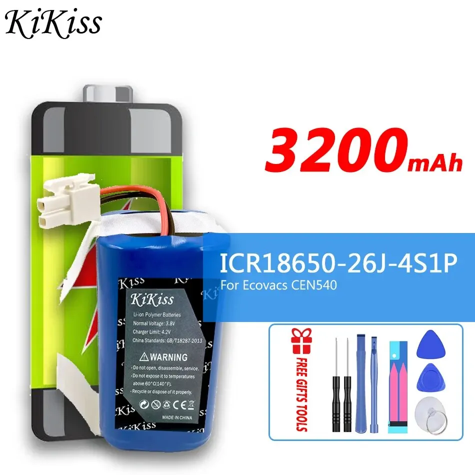 

3200mAh KiKiss Powerful Battery ICR1865026J4S1P For Ecovacs ICR18650-26J-4S1P CEN540/546/550/640/663/665 Bateria