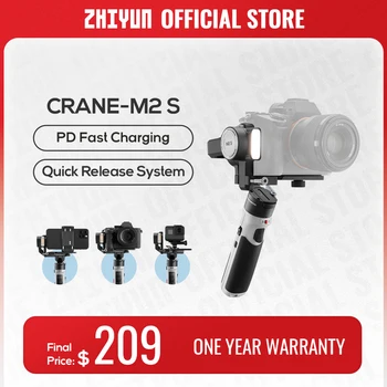 ZHIYUN-CRANE M2S 공식 크레인 M2S 3 축 미러리스 카메라 짐벌 핸드 헬드 안정기, 소니 캐논 액션 컴팩트 카메라 아이폰 14