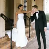 Customized Satin Strapless Wedding Dress 2025 Mermaid Bridal Gown With Long Train Elegant Simple Bridal Dress For Wedding Gown 1