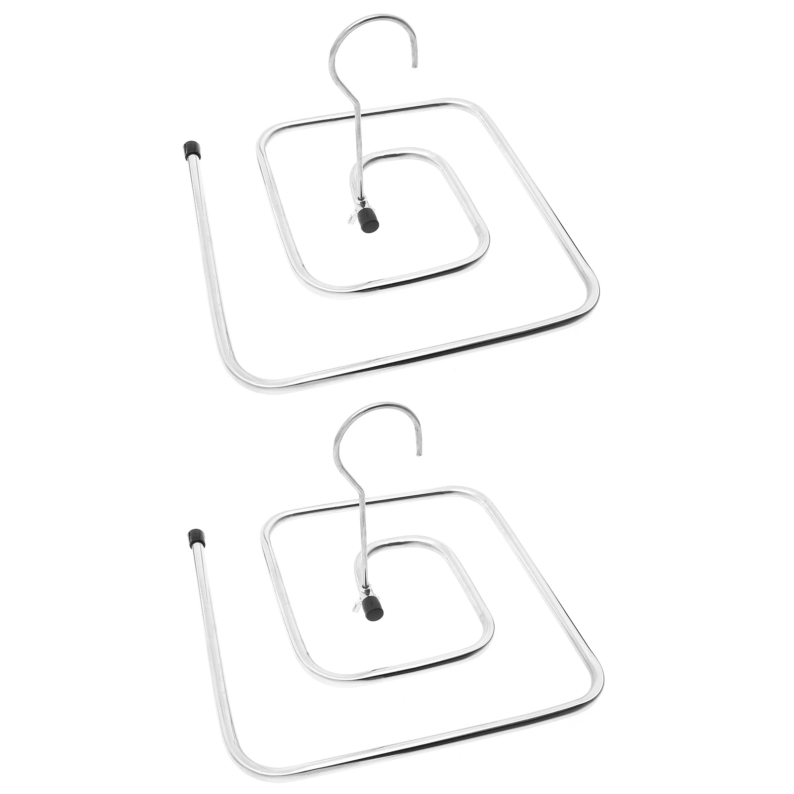 

2 Pcs Swivel Hanger Square Quilt Rack Spiral Space-saving Organizer Coat Quick-drying Hanging Stainless Steel Children