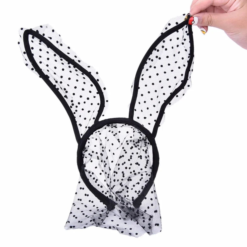 

Sexy Lace Rabbit Ears Veil Eye Mask Bunny Ears Cosplay Headwear Hair Accessories For Women Halloween Costume Masquerade Party