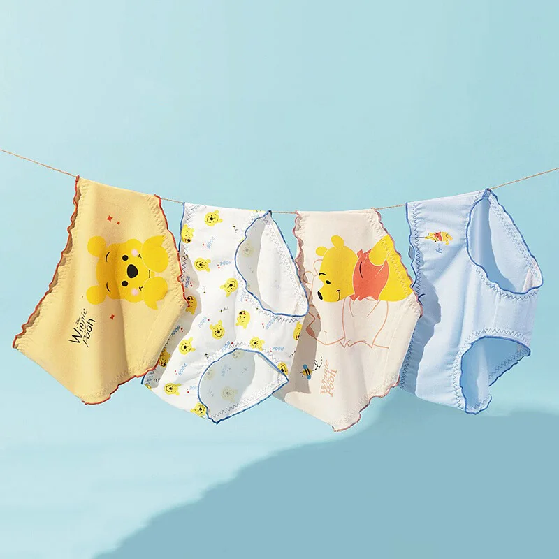 

4Pcs/lot Disney Winnie The Pooh Cotton Panties for Woman Cartoon Anime Tiger Dumbo Eeyore Piglet Pig Marie Breathable Underpants