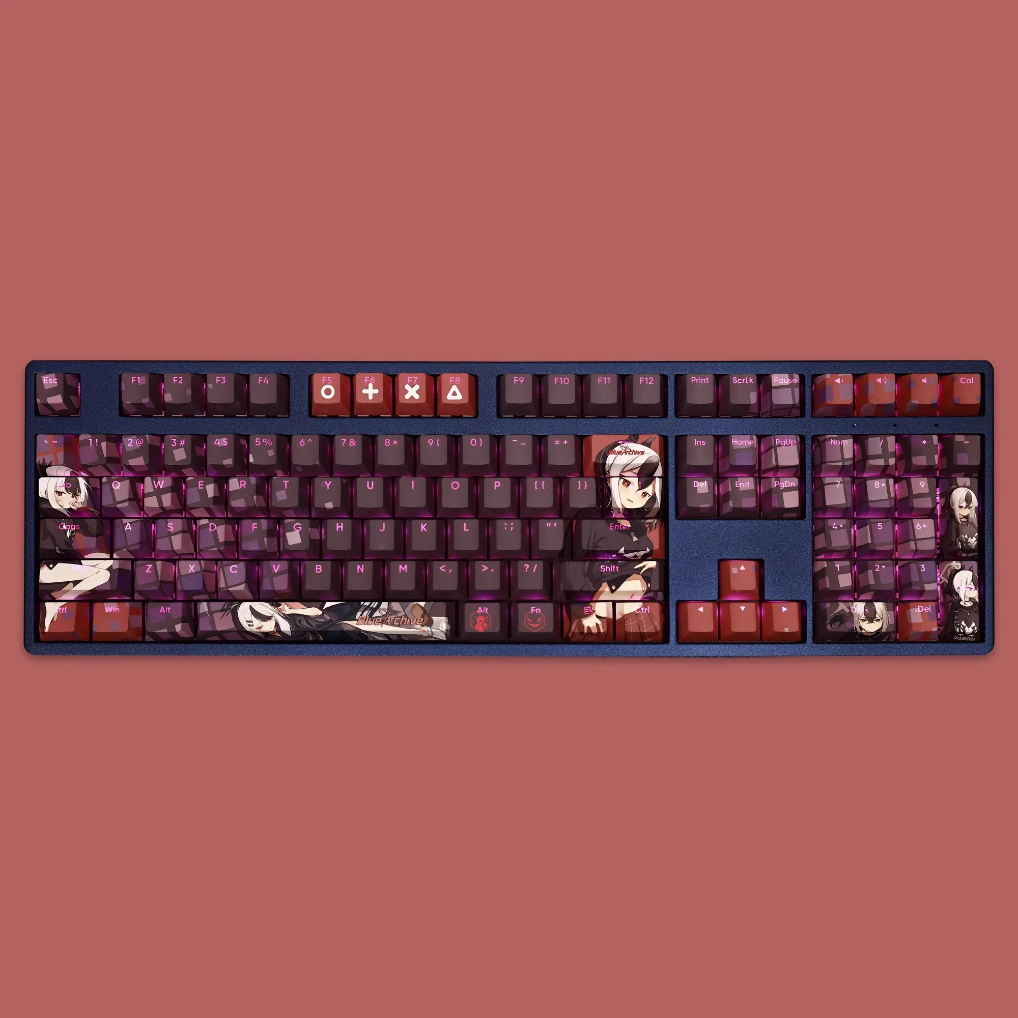 Keycaps Anime Conjunto para Teclado Arquivo Azul Onikata Kayoko Pbt Tintura Subbed Backlit Ansi 61 87 104 108 Chaves - Imagem 3