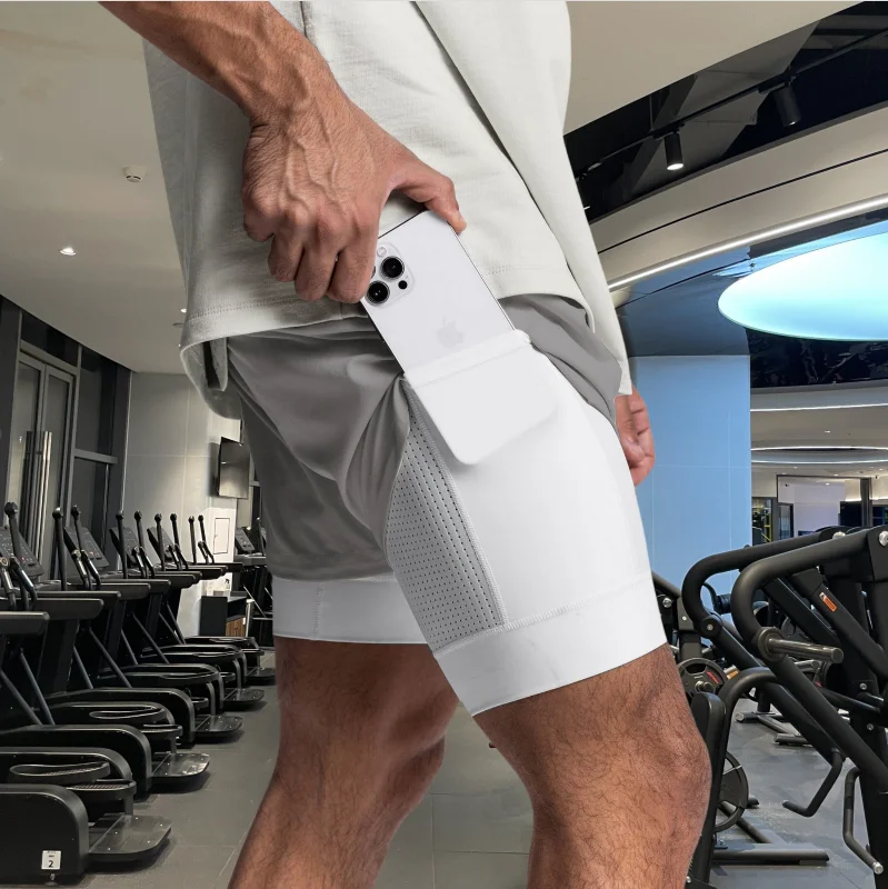 2025 NEW men's sports shorts 2 in 1 Running shorts men's double layer breathable fitness bodybuilding training Jogging Shorts 2