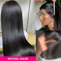 Perruque Lace Frontal Wig sans colle naturelle, cheveux lisses, 13x6, 30 32 pouces, 13x4, pre-plucked, 5x5, pour femmes 5