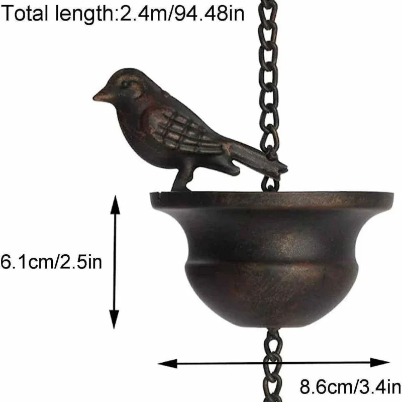 Metal Bird Shaped Rain Chain Catcher for Home Decor