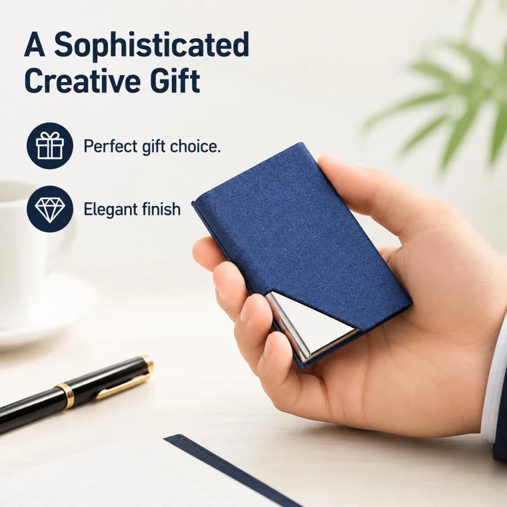 Luxury PU Leather Card Holder Wallet with Metal Accent