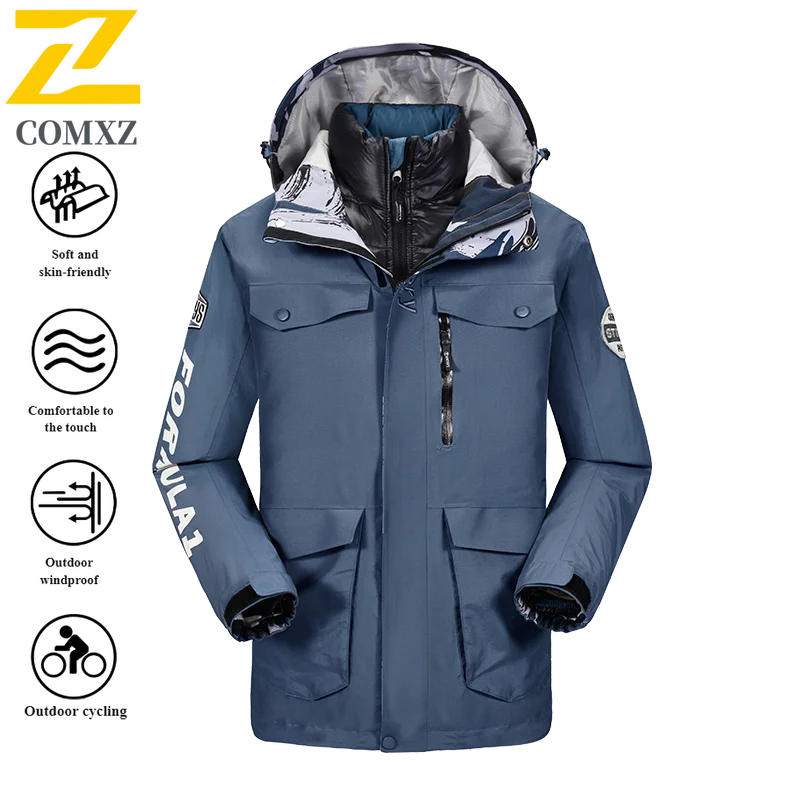 COMXZ 3-in-1 Winter Jacket with Detachable Fleece Liner for Teens - Windproof Waterproof Thermal Coat for Men Women Boys Girls