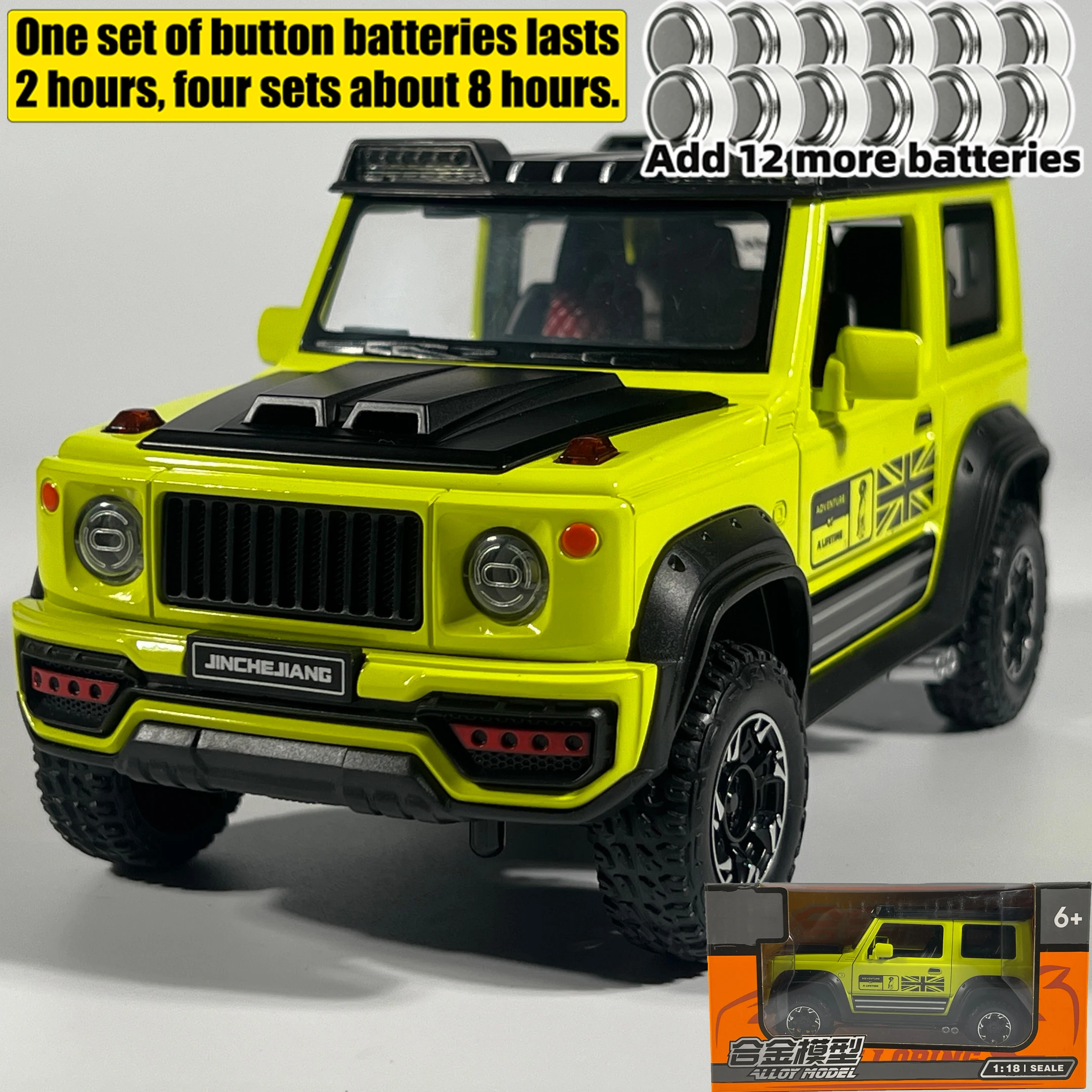 1:18 SUZUKI Jimny Off Road SUV Alloy Metal Diecast Model Car Sound