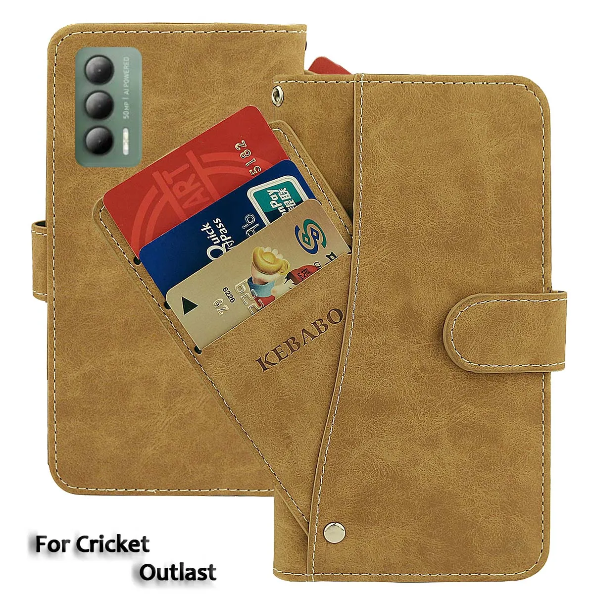 Portafoglio In Pelle Vintage Cricket Outlast Case 6.8 "Flip Luxury Card Slot Cover Magnet Phone Custodie Protettive Borse
