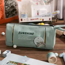  Large Capacity Pencil Case Canvas Storage Bag Canvas Pencil Bag Stationery Storage Pen Bag Organizer School Office Supplies 