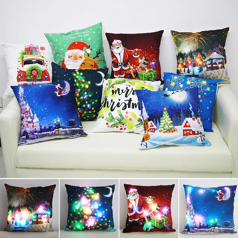 

Креативная светящаяся Рождественская наволочка 45 см, Рождественская наволочка для подушки со светящимся диваном, подушка со светящимся рисунком