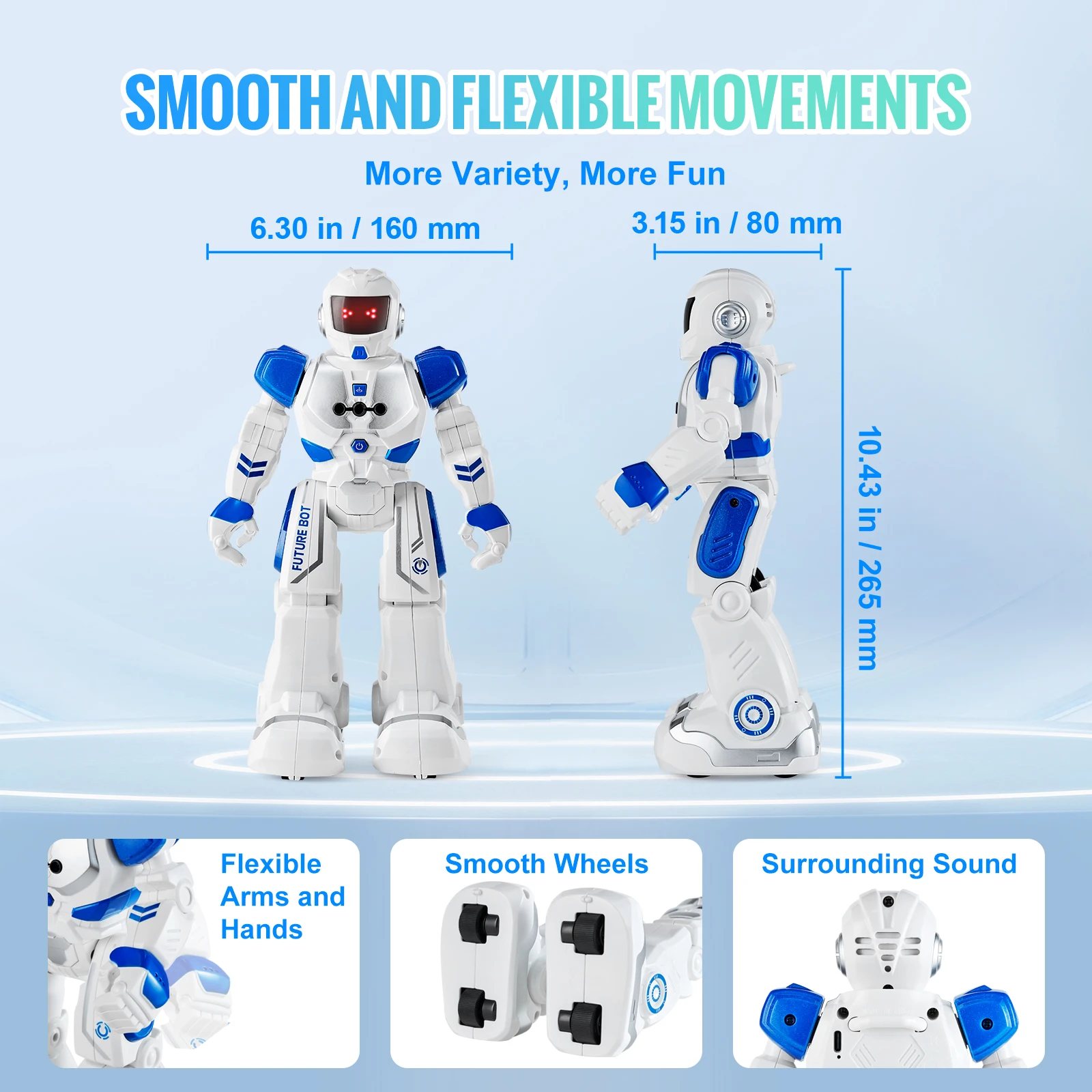 VEVOR RC Robot Action Walking Singing Dancing Figure Gesture Sensor Toys for Age 3+ Kids Boys Girls Birthday Gift Present 6