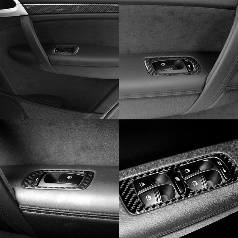 

4Pcs/set Carbon Fiber Stickers Front Rear Door Lift Button Cover Trim For Porsche Cayenne 2003-2010 Car Interior Accessories