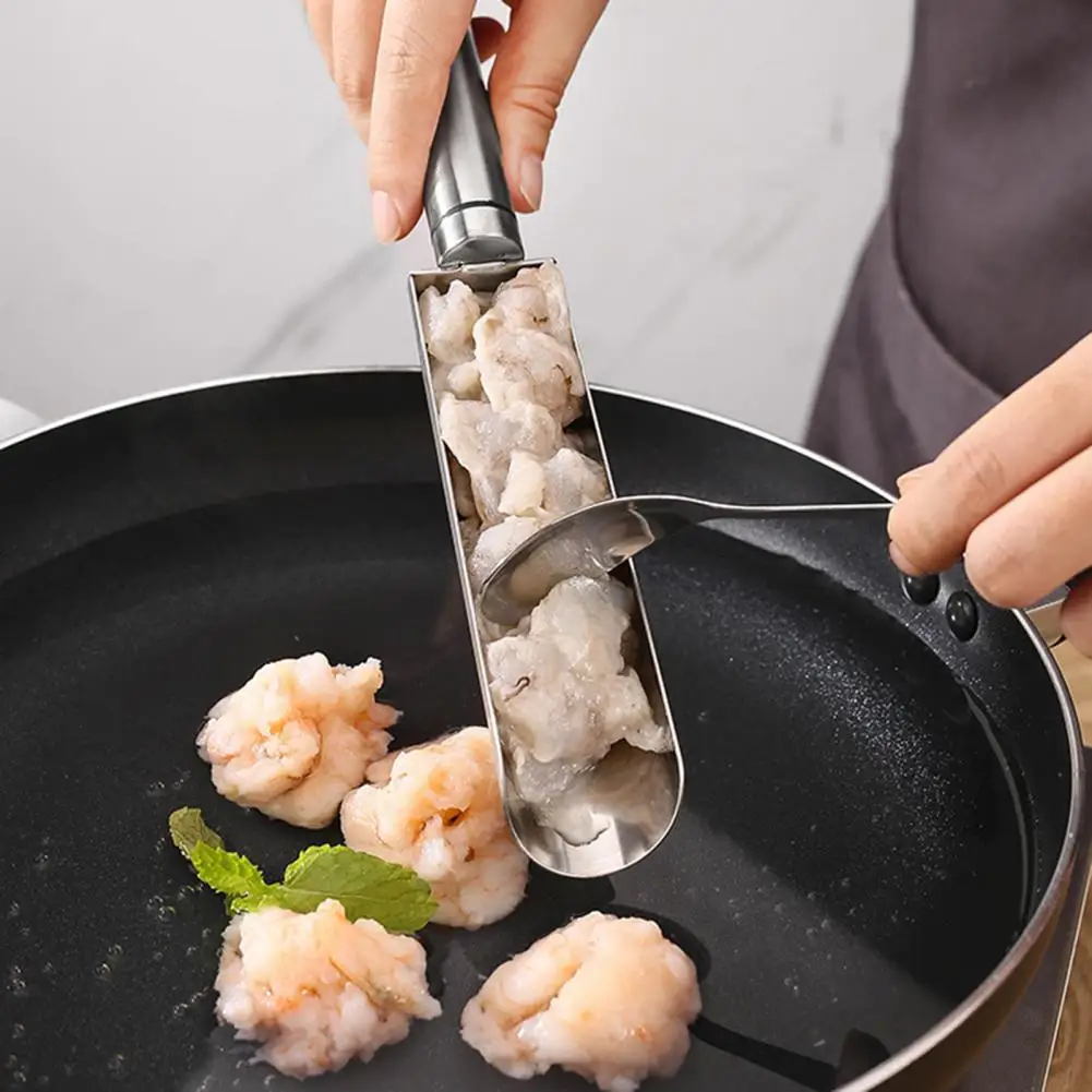 1 Set Meatball Mold Convenient Stainless Steel Meatball Maker With Spoon Kitchen Gadget For Household