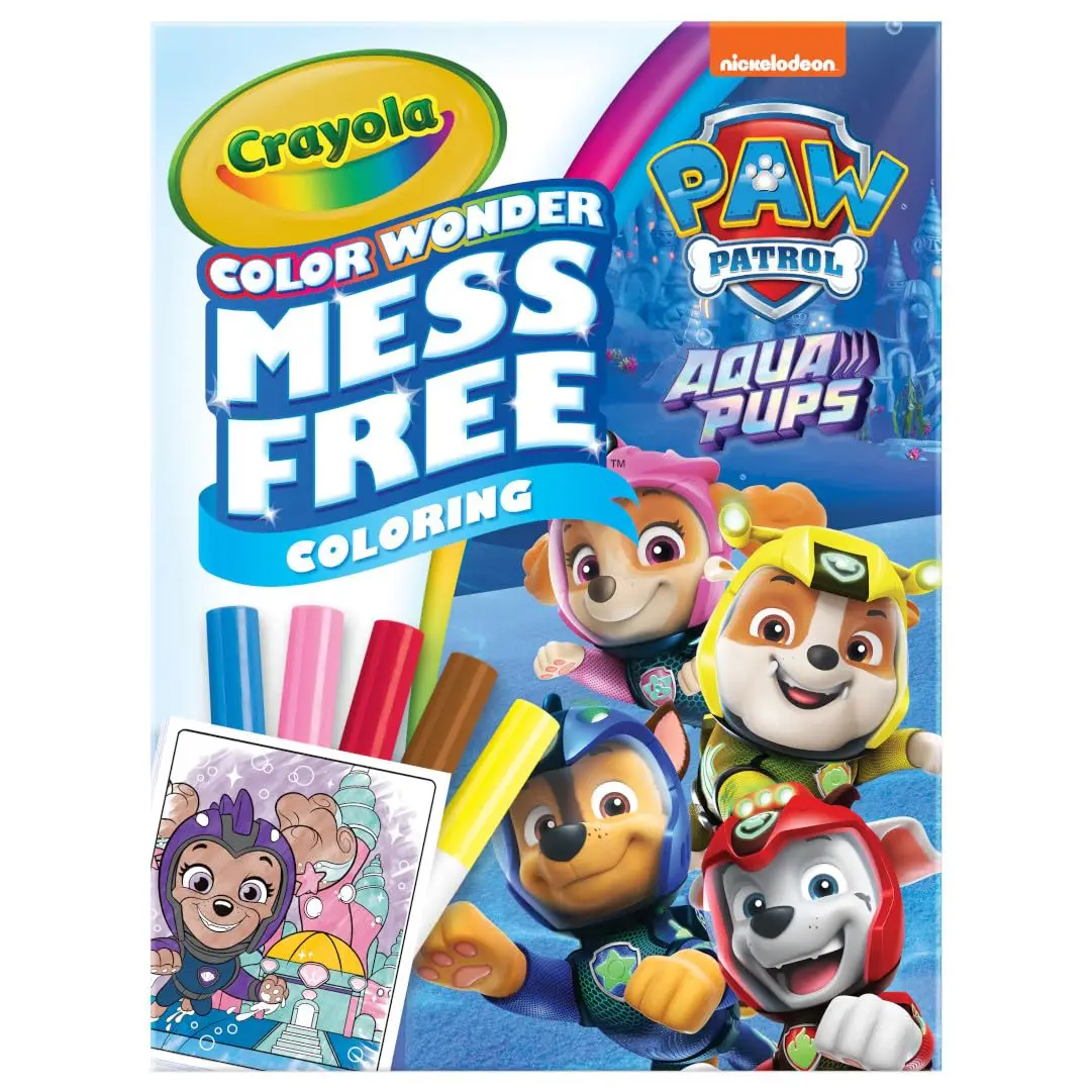 Crayola 컬러 원더 발 순찰 아쿠아 강아지 색칠 세트, 18 색 원더 페이지, 5 개 엉망없는 마커, 색칠,
