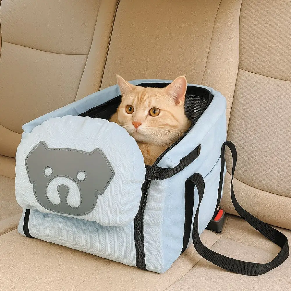 Comfortable Large Capacity Pet Car Seat Breathable Adjustable Harness Pet Car Luggage Foldable Car Armrest Box for Cats and Dogs