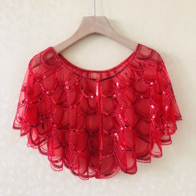 

Sunscreen Slothes Girl Sequin Coat Summer Women's Shawl Versatile Dress Student Top Mesh Cardigan Fashion Outdoor Shawl Red