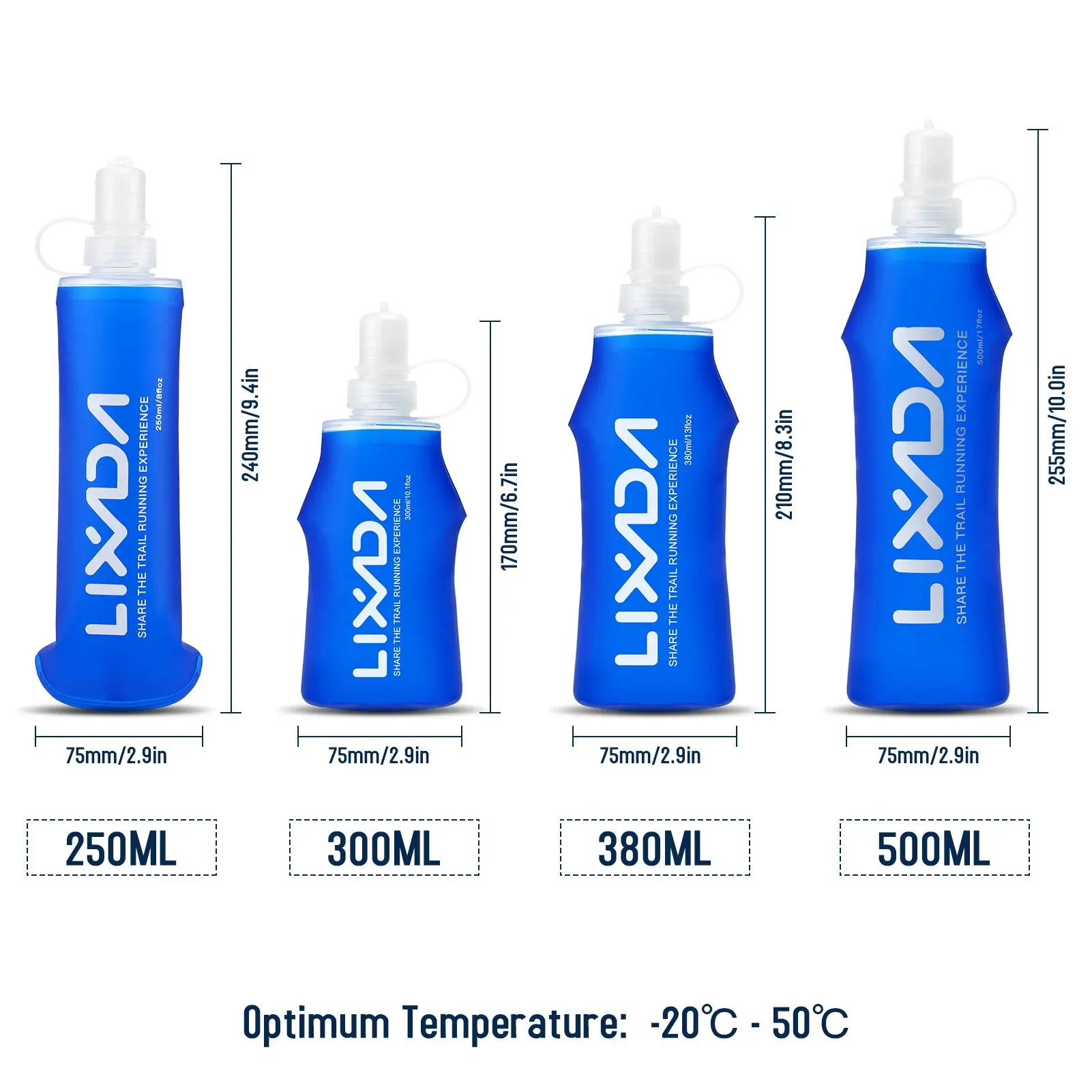 Sports water bottle Lixada Soft Bottle Folding BPA Free Hydration Water Bottle for Outdoor Running Hiking Cycling