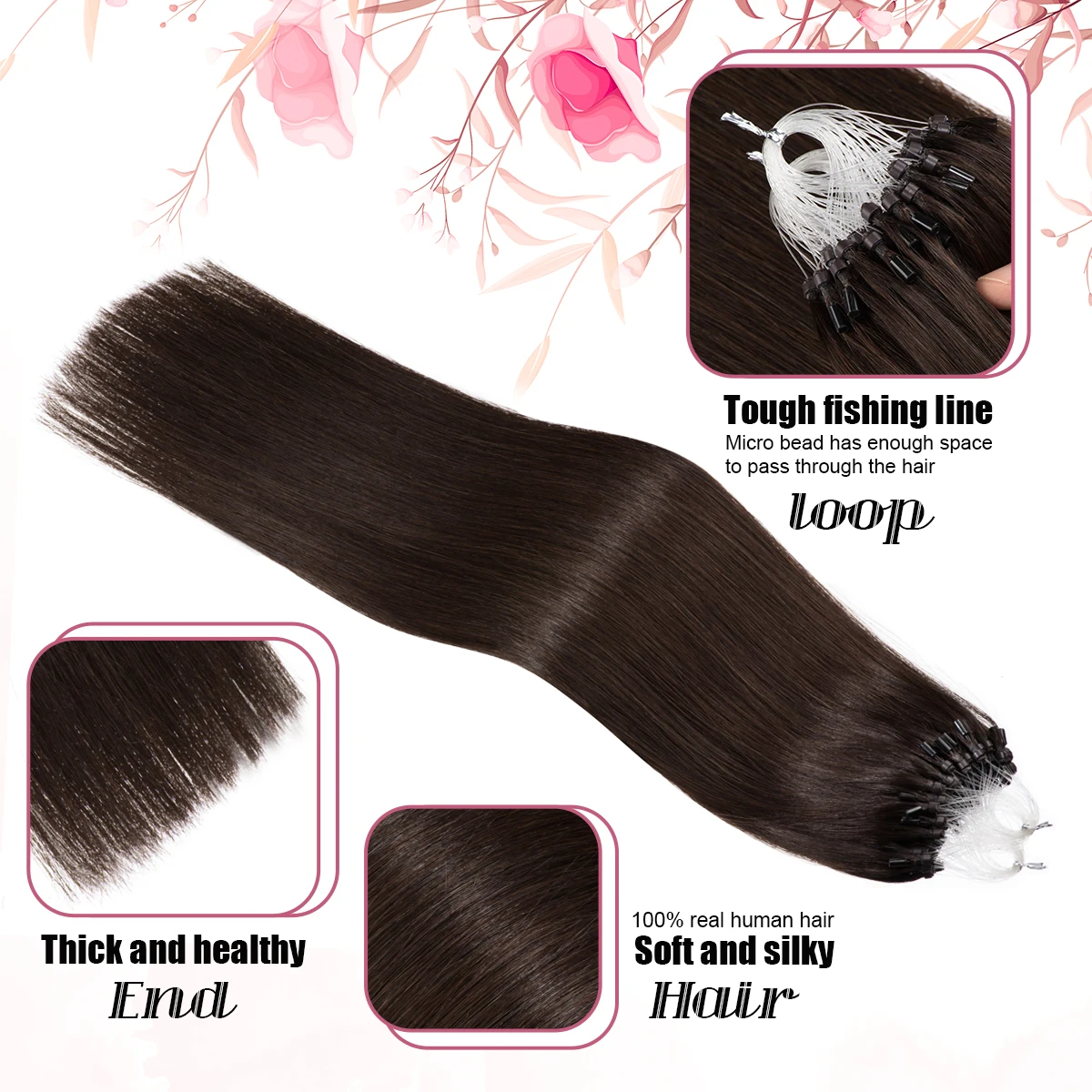 18 Inch Micro Loop Hair Extensions Real Human Hair Straight Micro Link Extensions Human Pre Looped 1g/s 50g