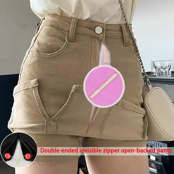 Юбка женская большого размера, Невидимые Брюки с открытым сиденьем, юбка женская уличная удобная для секса и мочи, новые кюлоты, короткая трапециевидная юбка