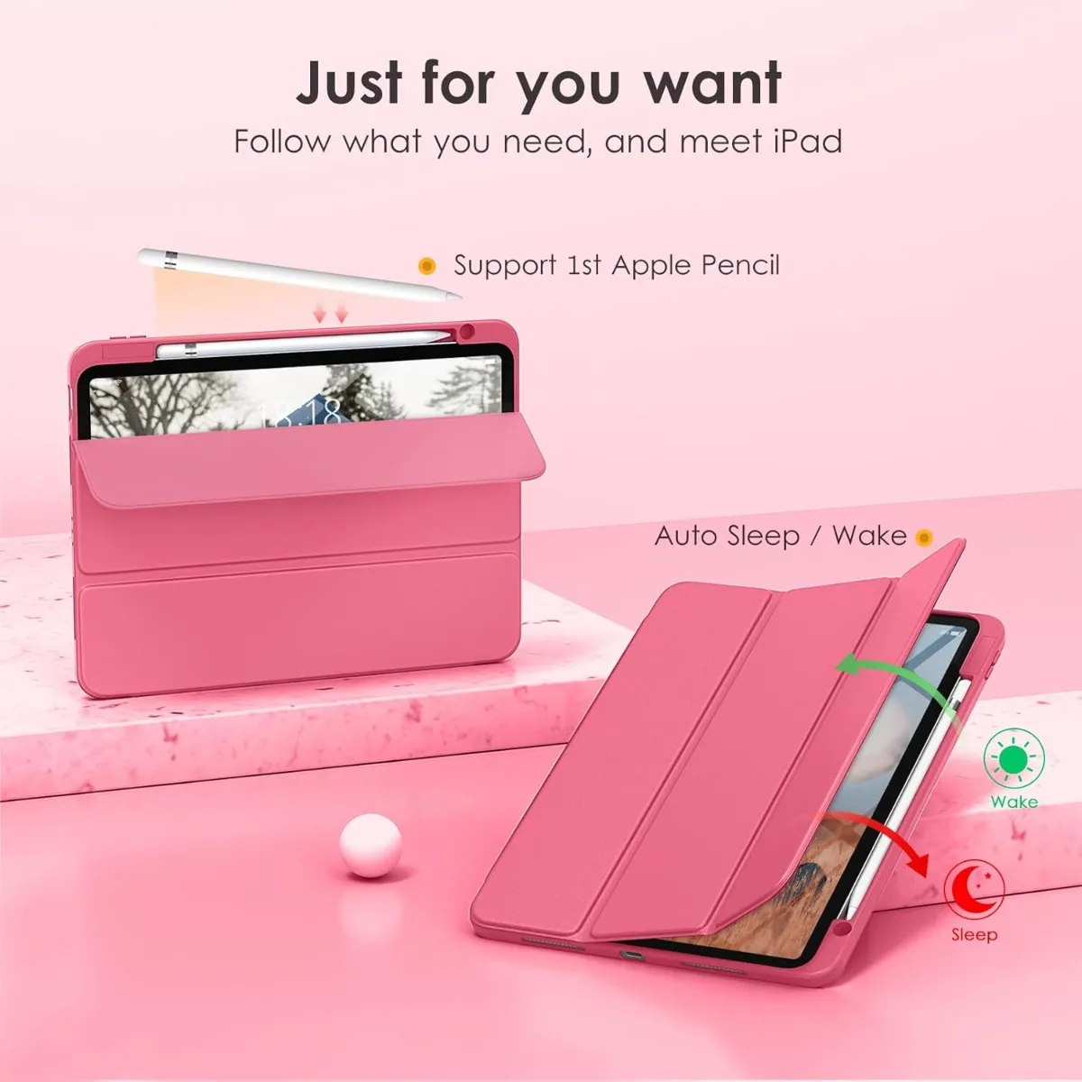 Clear Acrylic Back Tablet Case with TPU Protector and Pencil Holder