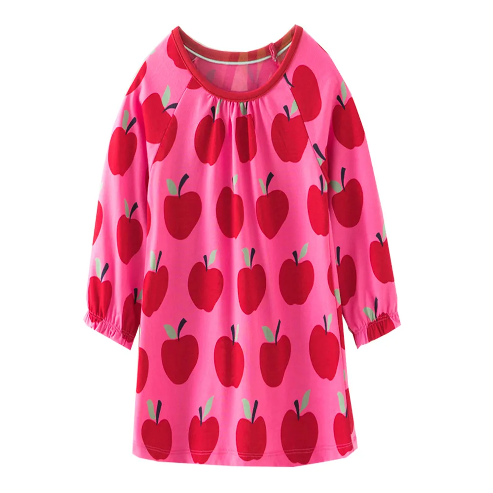 

Jumping Meters New Brand Apple Long Sleeve Dresses For Baby Girls Clothing Cotton Autumn Spring Princess Party Cute Girl Dresses