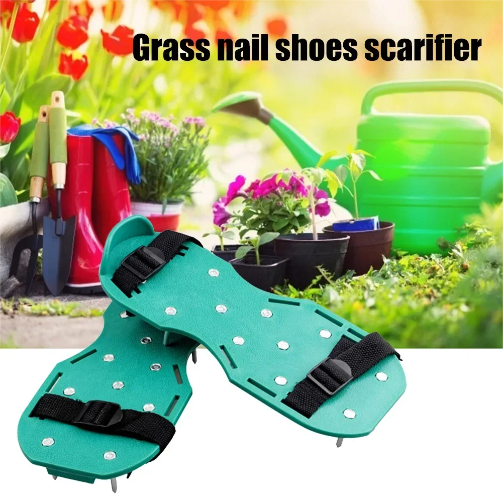 Lawn Aerator Spikes Shoes Garden Grass Cultivator Nail Shoe Loose Soil Spiked Sandals with 5 Adjustable Straps for All Size Shoe 2
