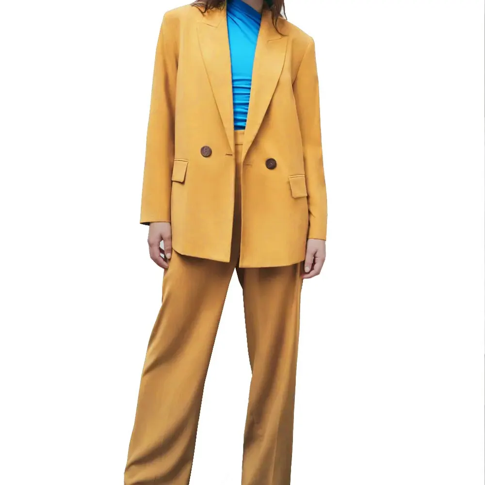 2023 frauen Mode Zweireiher Lose Blazer Mantel Vintage Langarm Klappen Taschen Weibliche_voghion.com