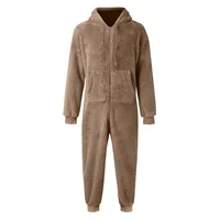 Man Sleepwear Sleeping Sexy Lingerie Jump Suit Hot Selling Men's Zipper Warm Plush Thermal One-piece Pajamas for Couples Pajama - Image 2