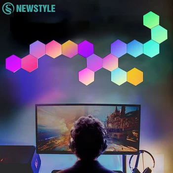 Lámpara Hexagonal RGB, luz LED de pared inteligentes, Control por aplicación remota, luz nocturna ambiental, decoración * COMPRA INTERNACIONAL* 1 Lámpara Hexagonal RGB, luz LED de pared inteligentes, Control por aplicación remota, luz nocturna ambiental, decoración * COMPRA INTERNACIONAL* 1